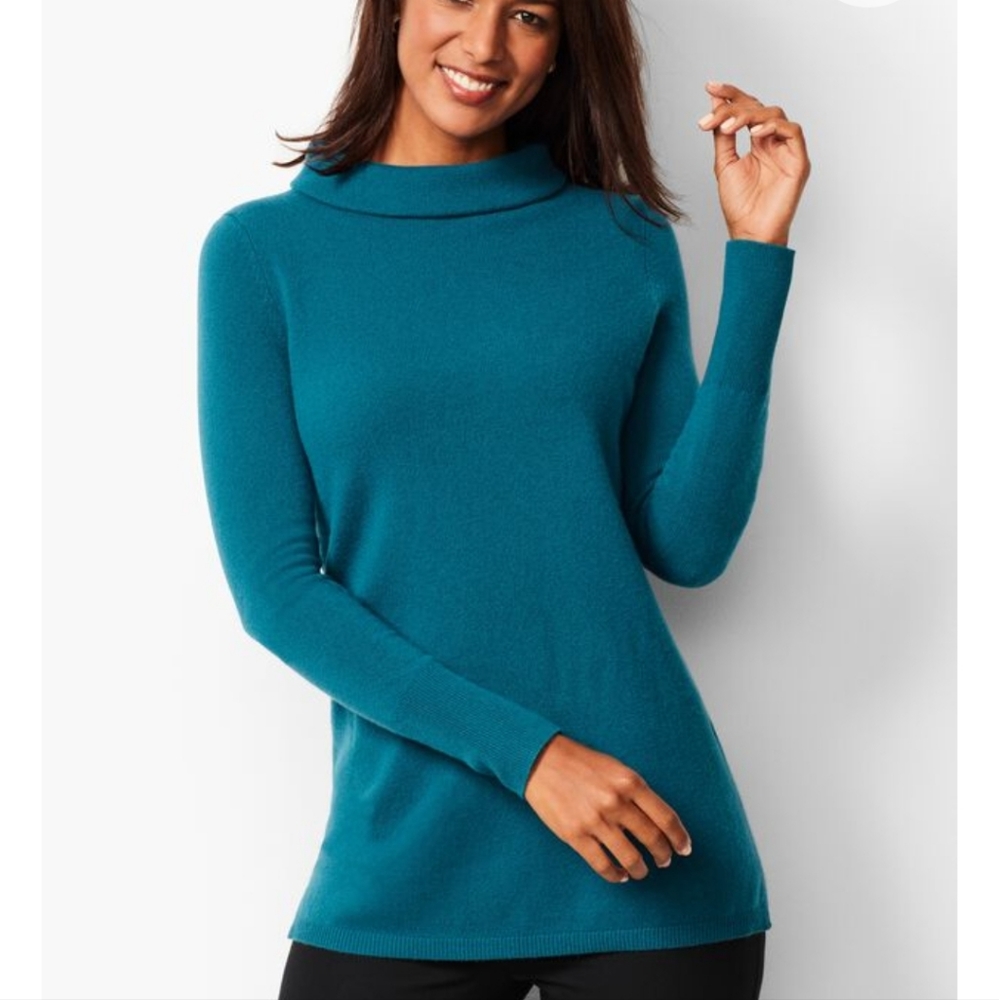 Talbots SABRINA CASHMERE SWEATER Size Small Petite Teal